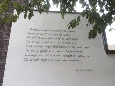 904973 Afbeelding van het gedicht O Utreght, lieve Stadt hoe soudt ick U vergeeten van Anna Maria van Schurman op de ...